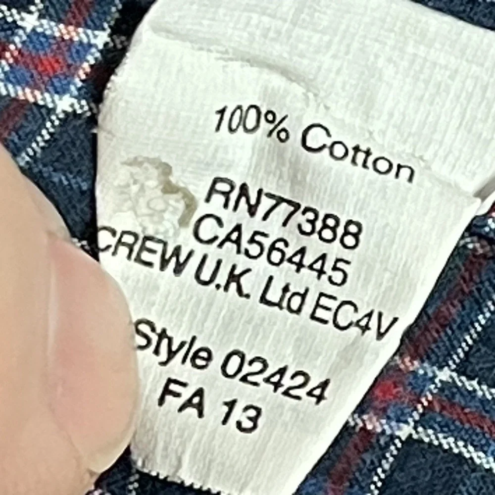 J.Crew‎ Men's Medium Windowpane Plaid Button Down Shirt Preppy Cotton Blue & Red